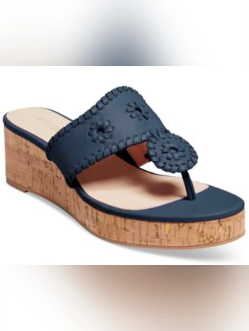 Jack Rogers Wedge Navy Leather 6